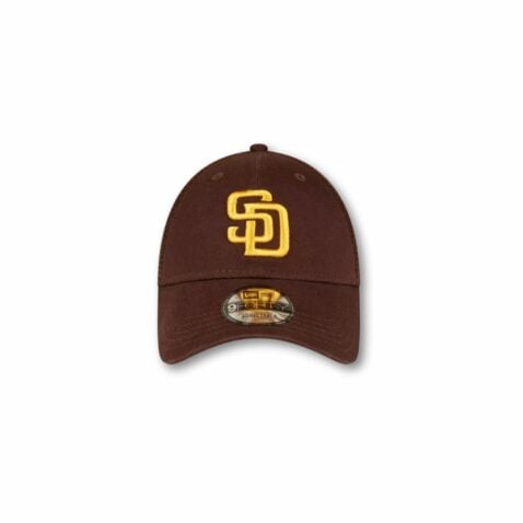 New Era 9Forty San Diego Padres Trucker Snapback Hat Burnt Wood Brown Gold - Image 2