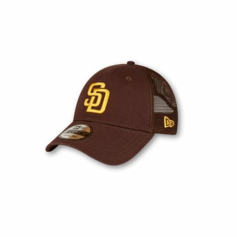 New Era 9Forty San Diego Padres Trucker Snapback Hat Burnt Wood Brown Gold