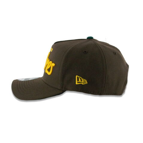 New Era 9Forty San Diego Padres Vintage Script A-Frame Snapback Hat Burnt Wood Brown Gold - Image 4