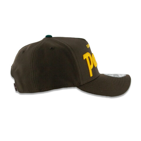 New Era 9Forty San Diego Padres Vintage Script A-Frame Snapback Hat Burnt Wood Brown Gold - Image 6