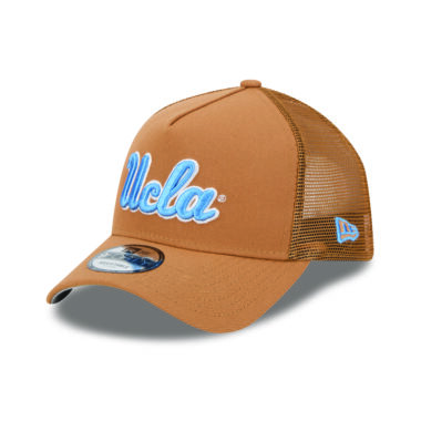 New Era 9Forty UCLA Bruins Color Pack Mesh Trucker A-Frame Snapback Hat Light Bronze Light Blue