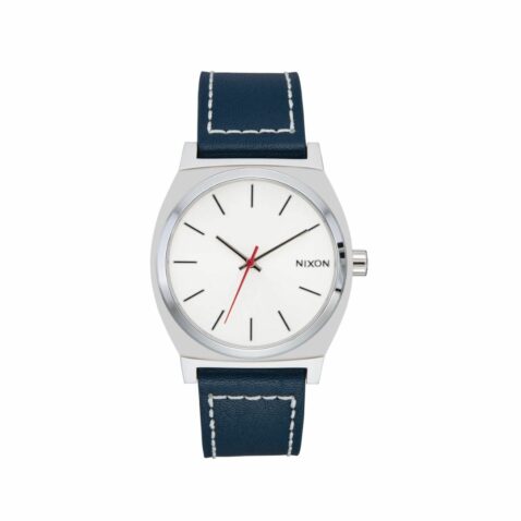Nixon Time Teller Leather Silver Cloud Indigo
