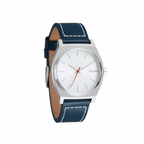 Nixon Time Teller Leather Silver Cloud Indigo
