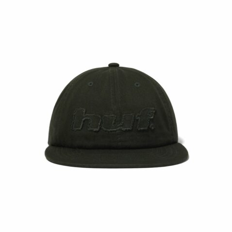 HUF Distressed Logo 5 Panel Snapback Hat Hunter Green