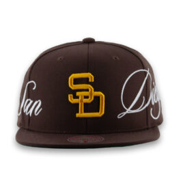 Mitchell & Ness x Just Don x MLB San Diego Padres Cooperstown Lux Script Snapback Hat Brown