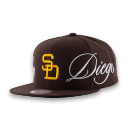 Mitchell & Ness x Just Don x MLB San Diego Padres Cooperstown Lux Script Snapback Hat Brown