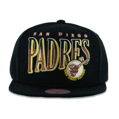 Mitchell & Ness San Diego Padres Cooperstown Line Work Snapback Hat Black