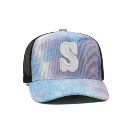 Mitchell & Ness Seattle Mariners Cooperstown Springtime Cord Mesh Trucker Snapback Hat Tie Dye Black