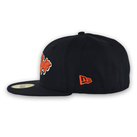 New Era 59Fifty San Diego Padres Graffiti Script Fitted Hat Dark Navy Orange White - Image 4