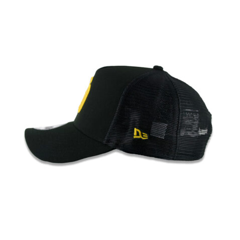 New Era 9Forty San Diego Padres A-Frame Mesh Trucker Snapback Hat Black Gold - Image 4