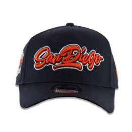 New Era 9Forty San Diego Padres Graffiti Script A-Frame Snapback Hat Dark Navy Orange White