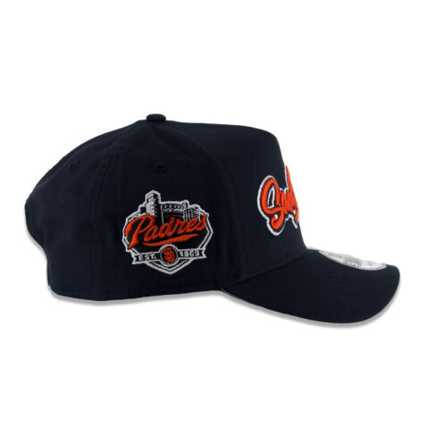 New Era 9Forty San Diego Padres Graffiti Script A-Frame Snapback Hat Dark Navy Orange White - Image 6