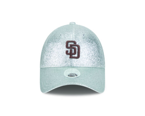 New Era 9Forty San Diego Padres Sparkly Snapback Hat Metallic Silver Brown - Image 2
