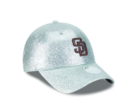 New Era 9Forty San Diego Padres Sparkly Snapback Hat Metallic Silver Brown - Image 3