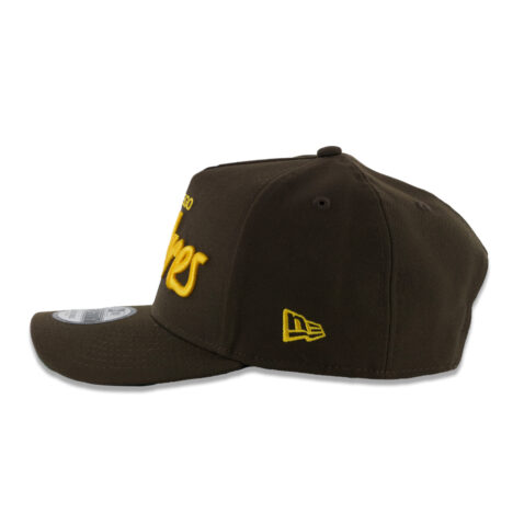 New Era 9Forty San Diego Padres Vintage Script A-Frame Adjustable Snapback Hat Brown Gold - Image 4