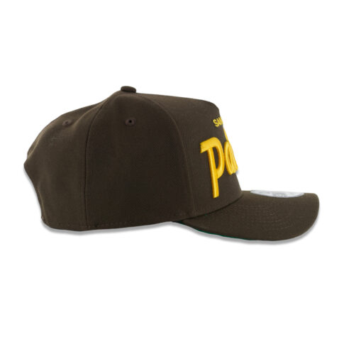 New Era 9Forty San Diego Padres Vintage Script A-Frame Adjustable Snapback Hat Brown Gold - Image 6