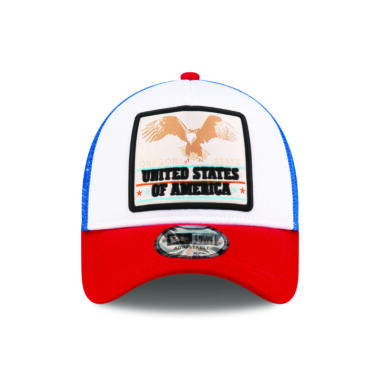 New Era 9Forty USA Eagle Patch Mesh Trucker A-Frame Snapback Hat Red White Blue