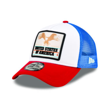 New Era 9Forty USA Eagle Patch Mesh Trucker A-Frame Snapback Hat Red White Blue