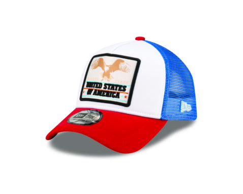 New Era 9Forty USA Eagle Patch Mesh Trucker A-Frame Snapback Hat Red White Blue