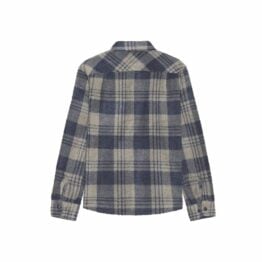 Brixton Bowery Long Sleeve Arctic Stretch Fleece Shirt Washed Navy Beige Plaid