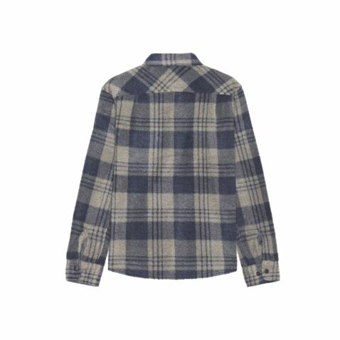 Brixton Bowery Long Sleeve Arctic Stretch Fleece Shirt Washed Navy Beige Plaid