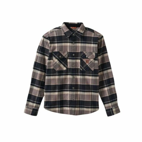 Brixton Builders Bowery Stretch Flannel Shirt Black Charcoal Beige