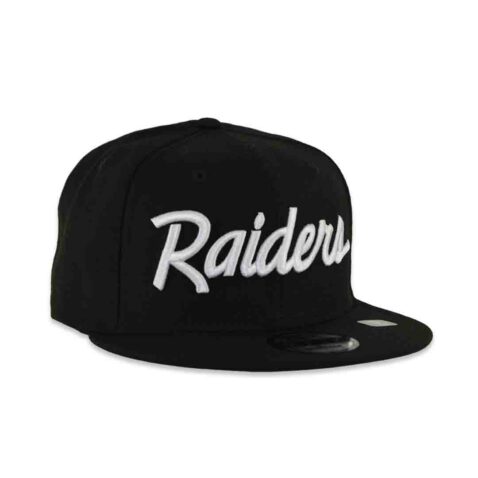 New Era 59Fifty Las Vegas Raiders Script Fitted Hat Black White - Image 3