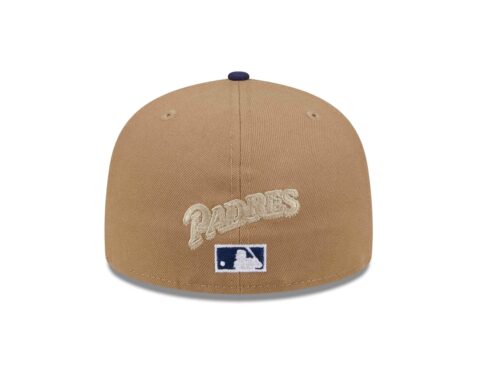 New Era 59Fifty San Diego Padres Classic 8 Bit Wordmark Logo Fitted Hat Wheat Black - Image 5