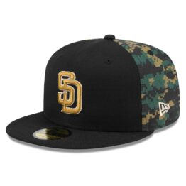 New Era 59Fifty San Diego Padres Fitted Hat Black Gold Digital Camouflage