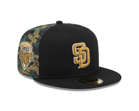 New Era 59Fifty San Diego Padres Fitted Hat Black Gold Digital Camouflage - Image 3