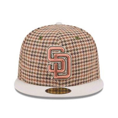 New Era 59Fifty San Diego Padres Houndstooth Fitted Hat Brown Cream