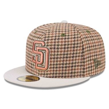 New Era 59Fifty San Diego Padres Houndstooth Fitted Hat Brown Cream