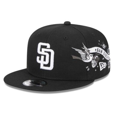 New Era 9Fifty San Diego Padres Dragon City Art Snapback Hat Black White