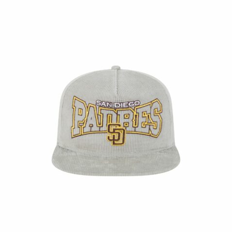 New Era Golfer San Diego Padres Throwback Corduroy Snapback Hat Gray Gold - Image 2