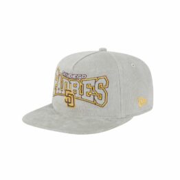 New Era Golfer San Diego Padres Throwback Corduroy Snapback Hat Gray Gold