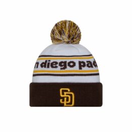 New Era San Diego Padres Knit Banded Pom Beanie White Brown Gold