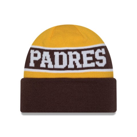 New Era San Diego Padres Knit Reverse Beanie White Brown Gold - Image 2