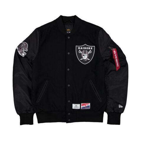 New Era x Alpha Industries Las Vegas Raiders MA-1 Letterman Jacket Black Silver