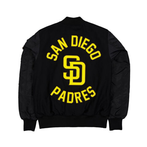 New Era x Alpha Industries San Diego Padres MA-1 Letterman Jacket Black Gold - Image 2