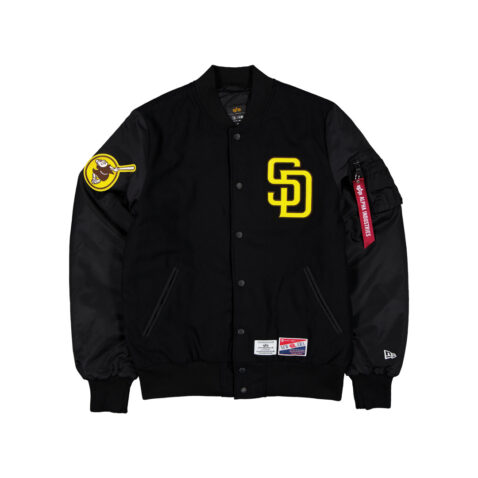 New Era x Alpha Industries San Diego Padres MA-1 Letterman Jacket Black Gold