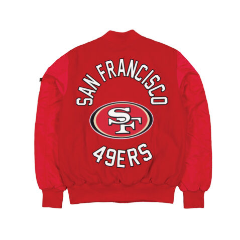 New Era x Alpha Industries San Francisco 49ers MA-1 Letterman Jacket Scarlet Red - Image 2