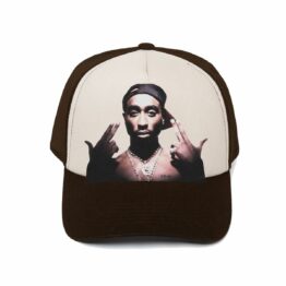 Primitive x Tupac Stay Up Trucker Snapback Hat Brown