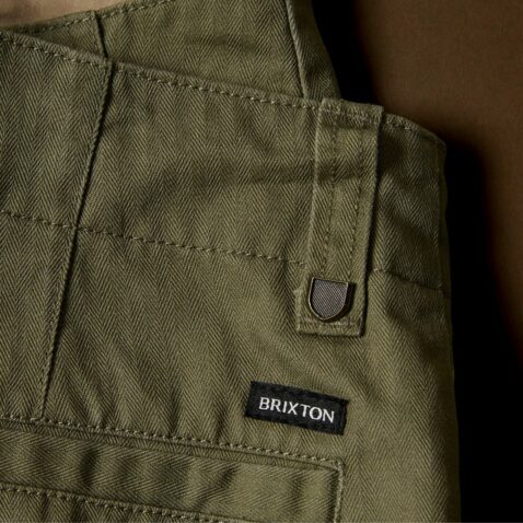 Brixton Surplus Herringbone Trouser Pants Olive Green - Image 4
