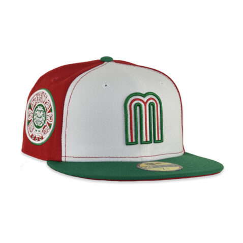 New Era 59Fifty Mexico Aztec Two Tone Fitted Hat White Red Green - Image 3