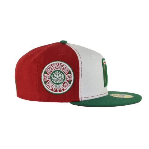 New Era 59Fifty Mexico Aztec Two Tone Fitted Hat White Red Green - Image 6