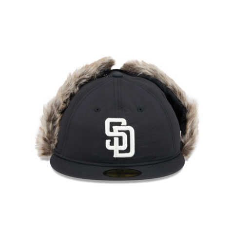 New Era 59Fifty San Diego Padres Winter Dog Ear Fitted Hat Black - Image 2