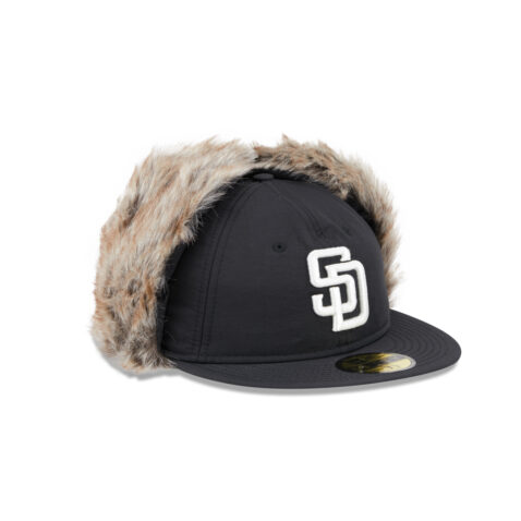 New Era 59Fifty San Diego Padres Winter Dog Ear Fitted Hat Black - Image 3