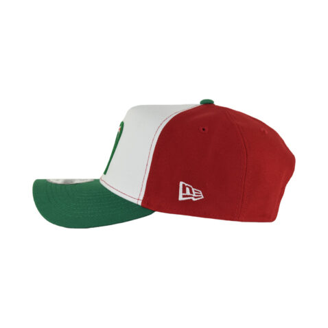 New Era 9Forty Mexico Aztec Two Tone A-Frame Snapback Hat White Red Green - Image 4