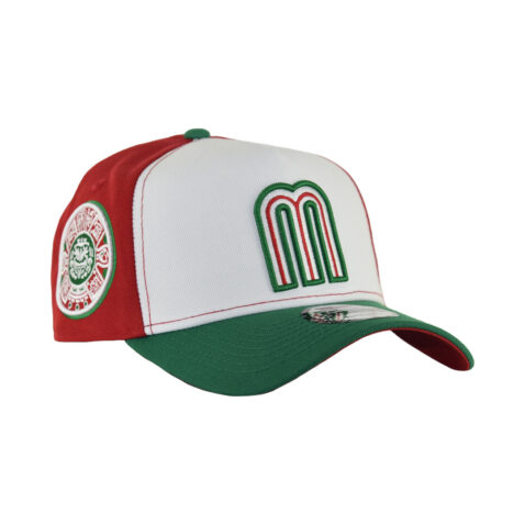New Era 9Forty Mexico Aztec Two Tone A-Frame Snapback Hat White Red Green - Image 3
