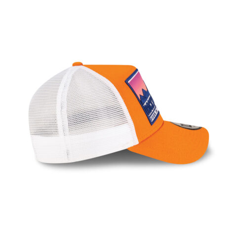 New Era 9Forty Rocky Mountains Patch Mesh Trucker A-Frame Snapback Hat Burnt Orange White - Image 6